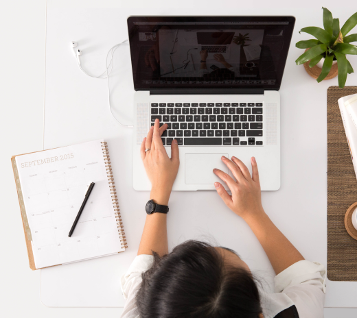 Woman working on laptop